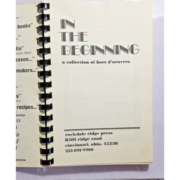 Vintage Cookbook In The Beginning A Collection of Hors D'oeuvres Spiral Bound - Picture 2 of 5